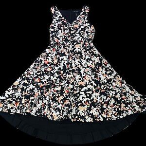 White House Black Market Floral High-Low Fit & Flare Dress Size 2